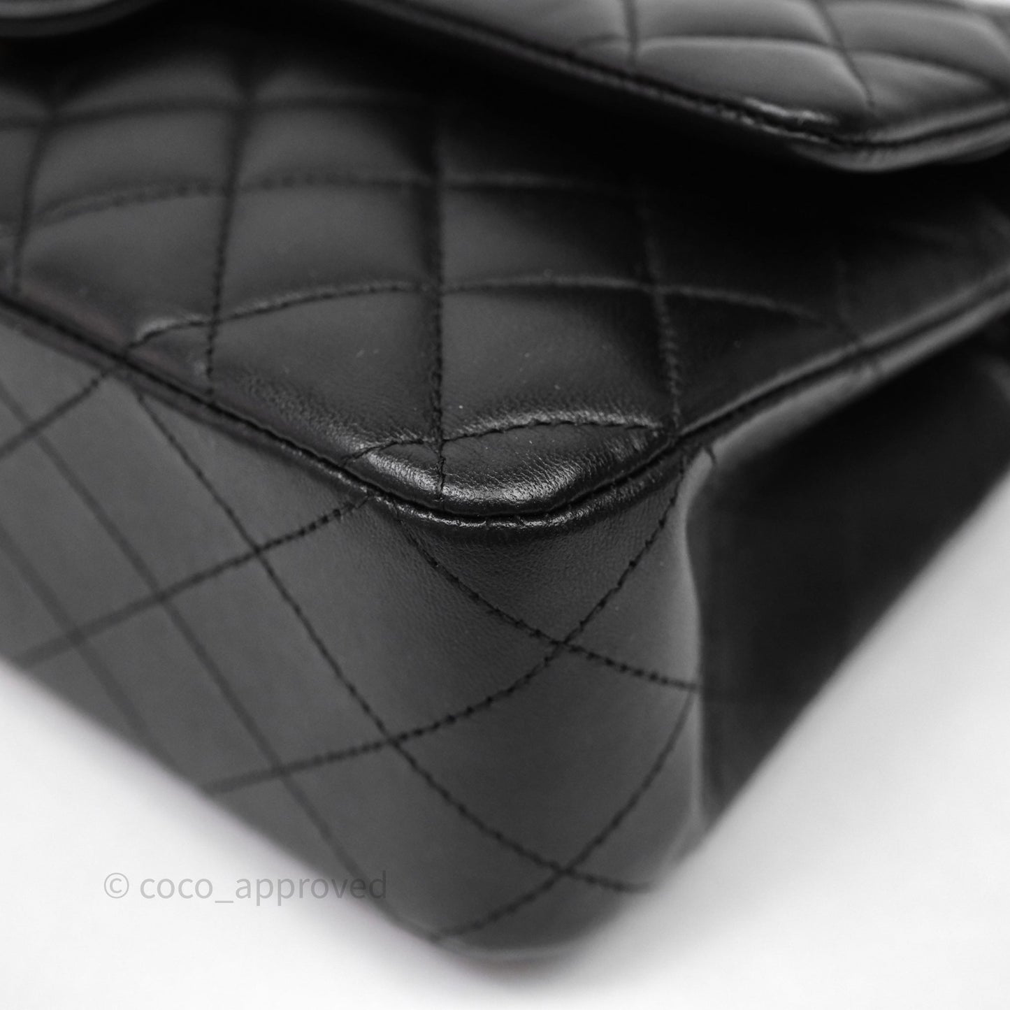 Chanel Classic M/L Medium Flap Quilted Black Lambskin Gold Hardware