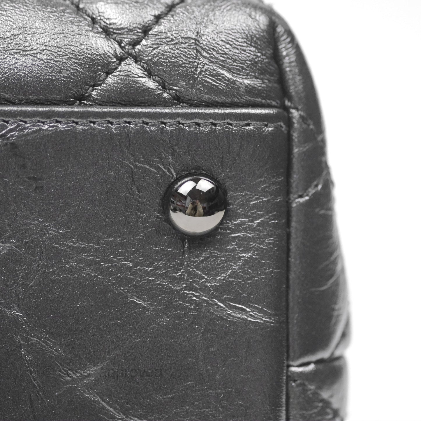 Chanel Medium Coco Handle Quilted Aged Calfskin Iridescent Dark Grey So Black Hardware