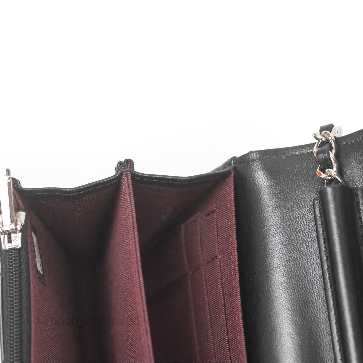 Chanel Quilted Mini Wallet on Chain WOC Black Lambskin Silver Hardware