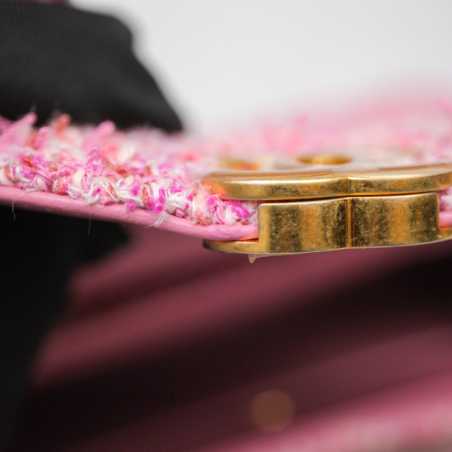 Chanel Kelly Bag Pink Tweed Aged Gold Hardware