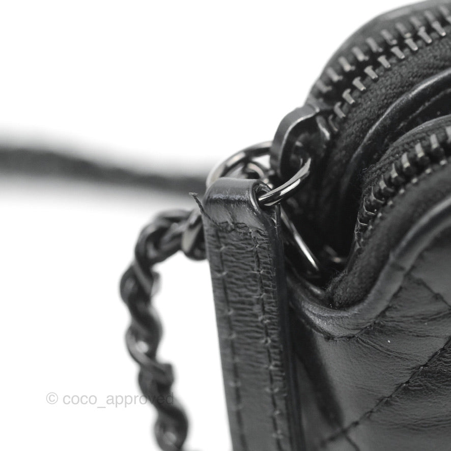 Chanel Gabrielle Clutch With Chain Aged Calfskin So Black