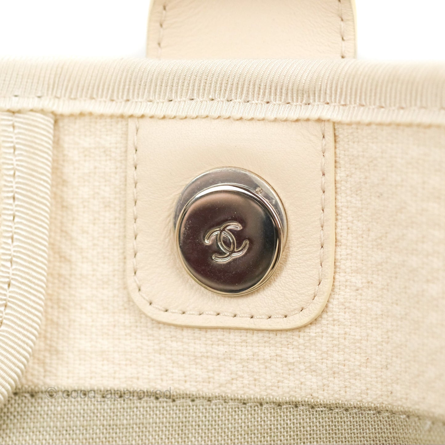 Chanel New Small Deauville Cream Ivory Canvas