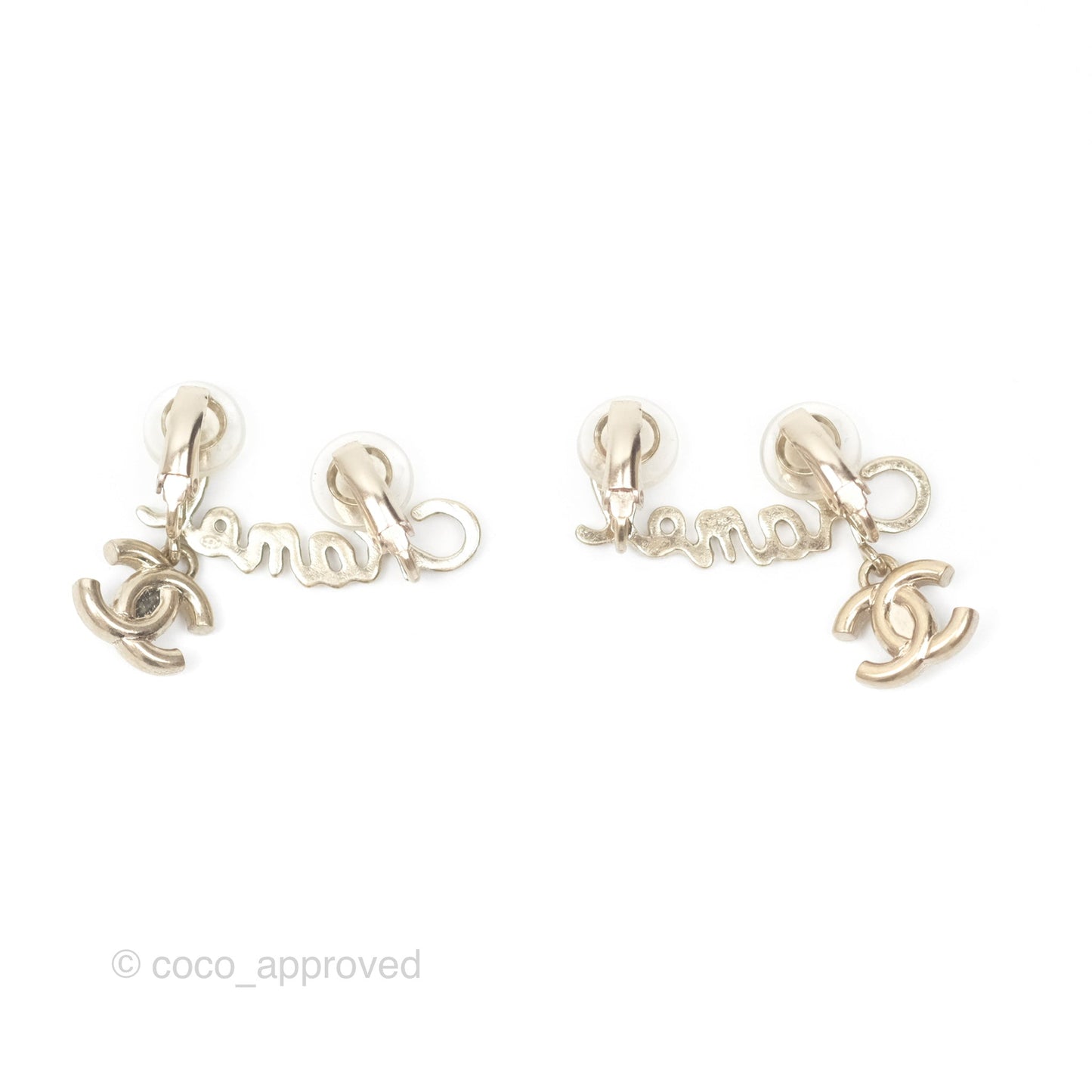 Chanel Logo CC Turnlock Ear Clips Gold Tone 21P