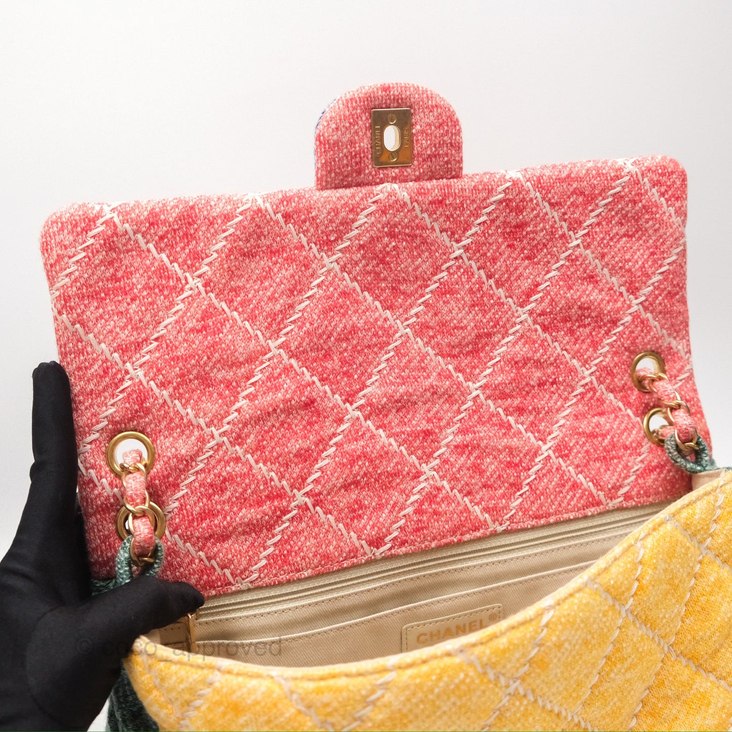 Chanel Denim Quilted Medium Flap Rainbow Gold Hardware