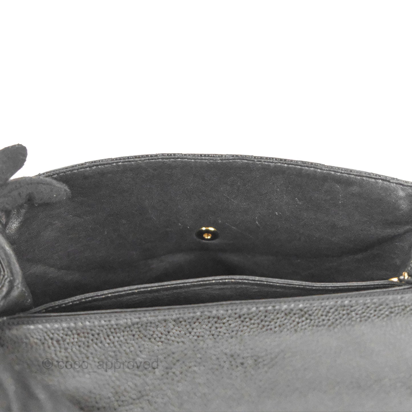 Chanel Vintage Kelly Quilted Flap Black Caviar 24K Gold Hardware