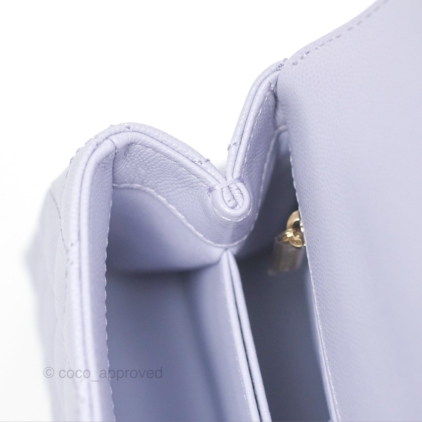 Chanel Small Coco Handle Quilted Lilac Caviar Gold Hardware