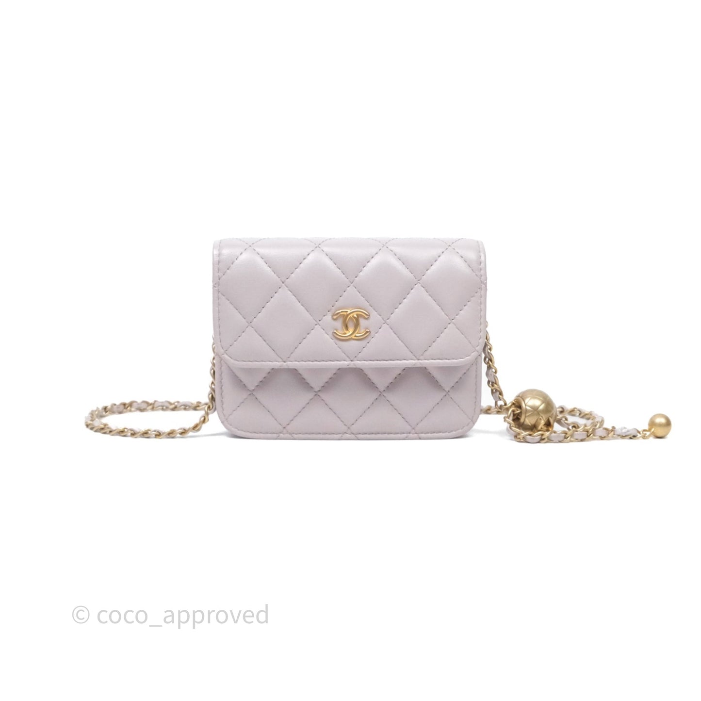 Chanel Pearl Crush Mini Clutch Belt Bag Lilac Lambskin Aged Gold Hardware