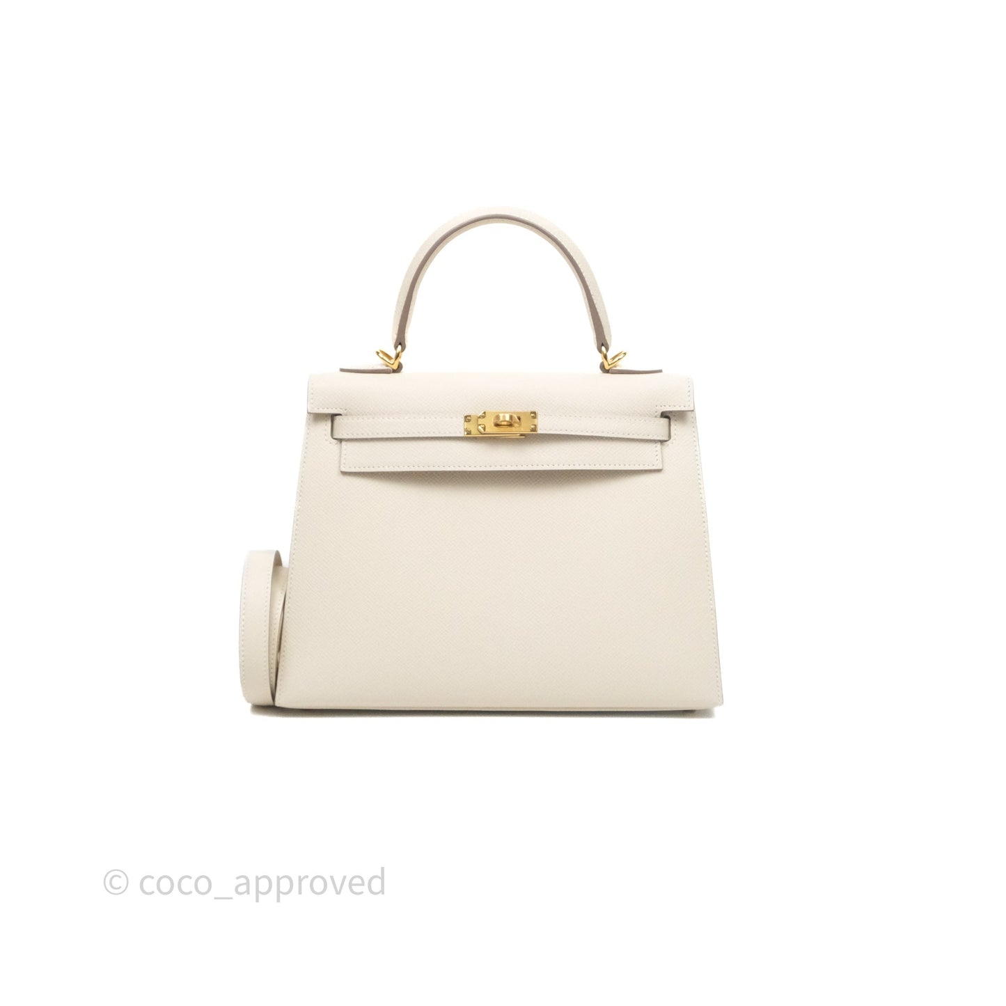 Hermes Kelly 25 Craie Epsom Gold Hardware