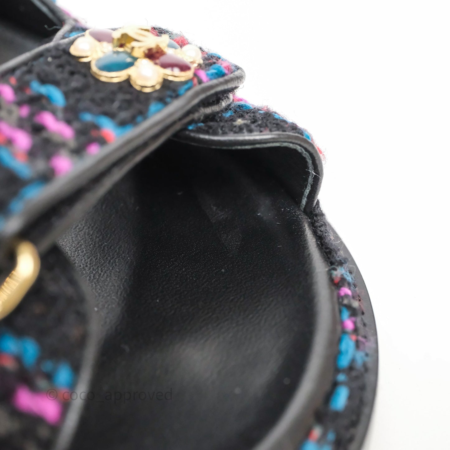 Chanel Dad Sandals Black/ Purple Tweed Size 38