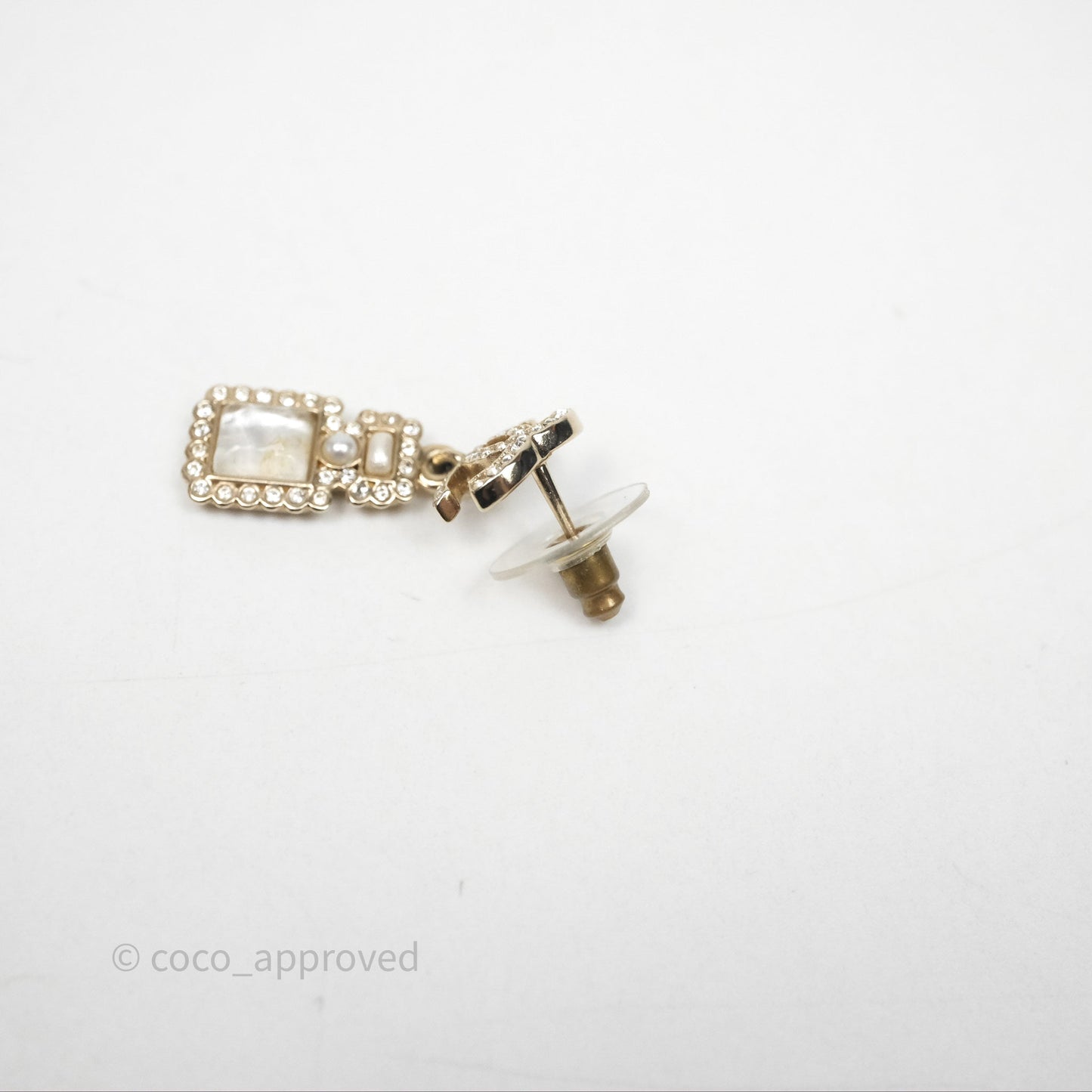 Chanel CC Crystal Perfume Bottle Earrings Gold Tone 21K