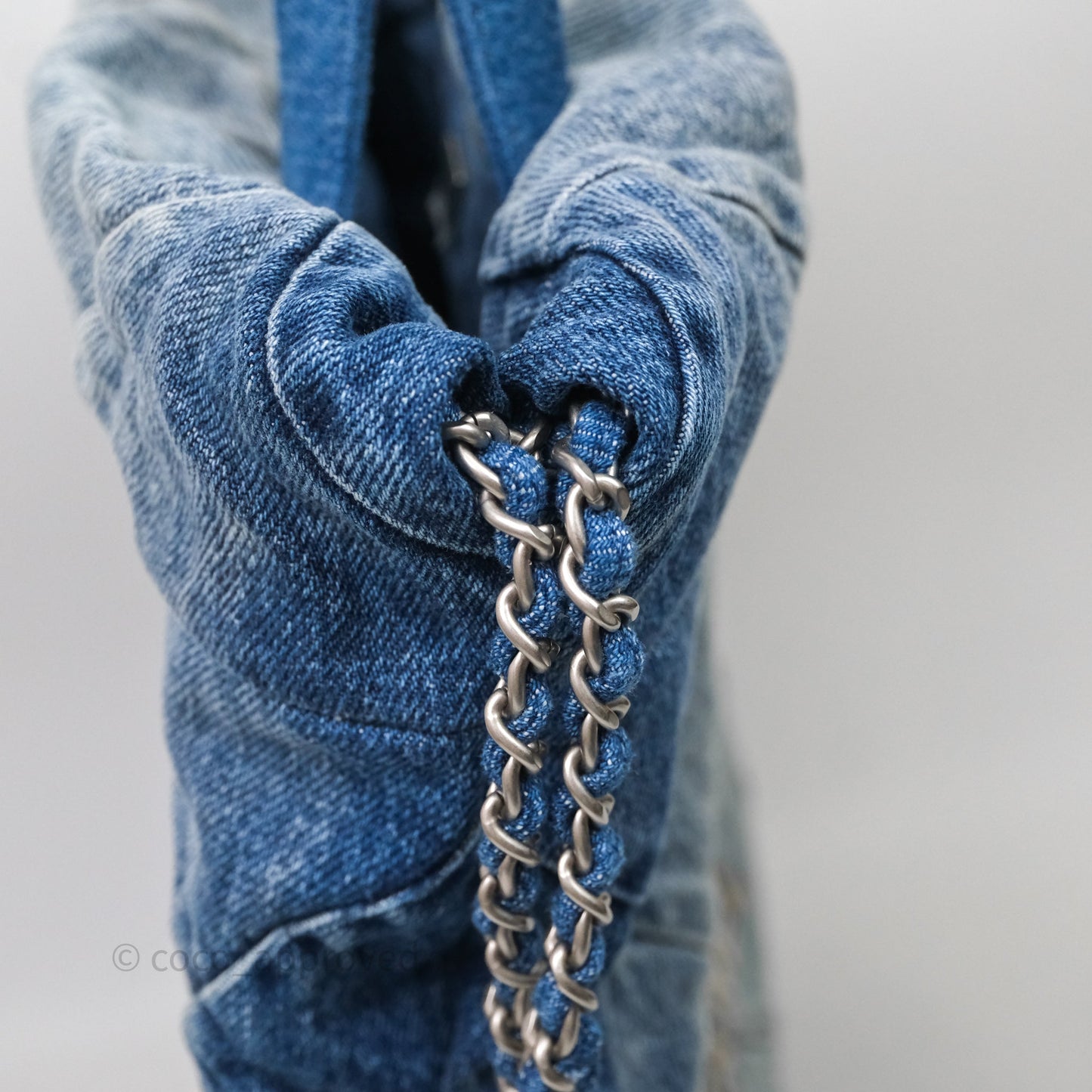 Chanel 22 Small Backpack Blue Denim Ruthenium Hardware
