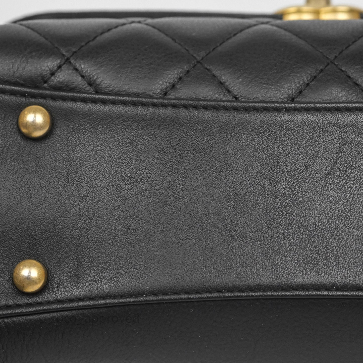 Chanel Side Chain Compartment Flap Black Calfskin Aged Gold Hardware