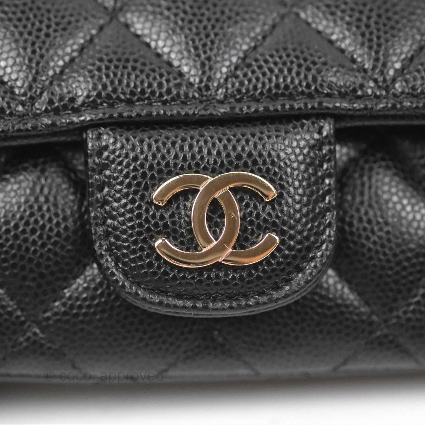 Chanel Quilted Glasses Case With Chain Black Caviar Gold Hardware
