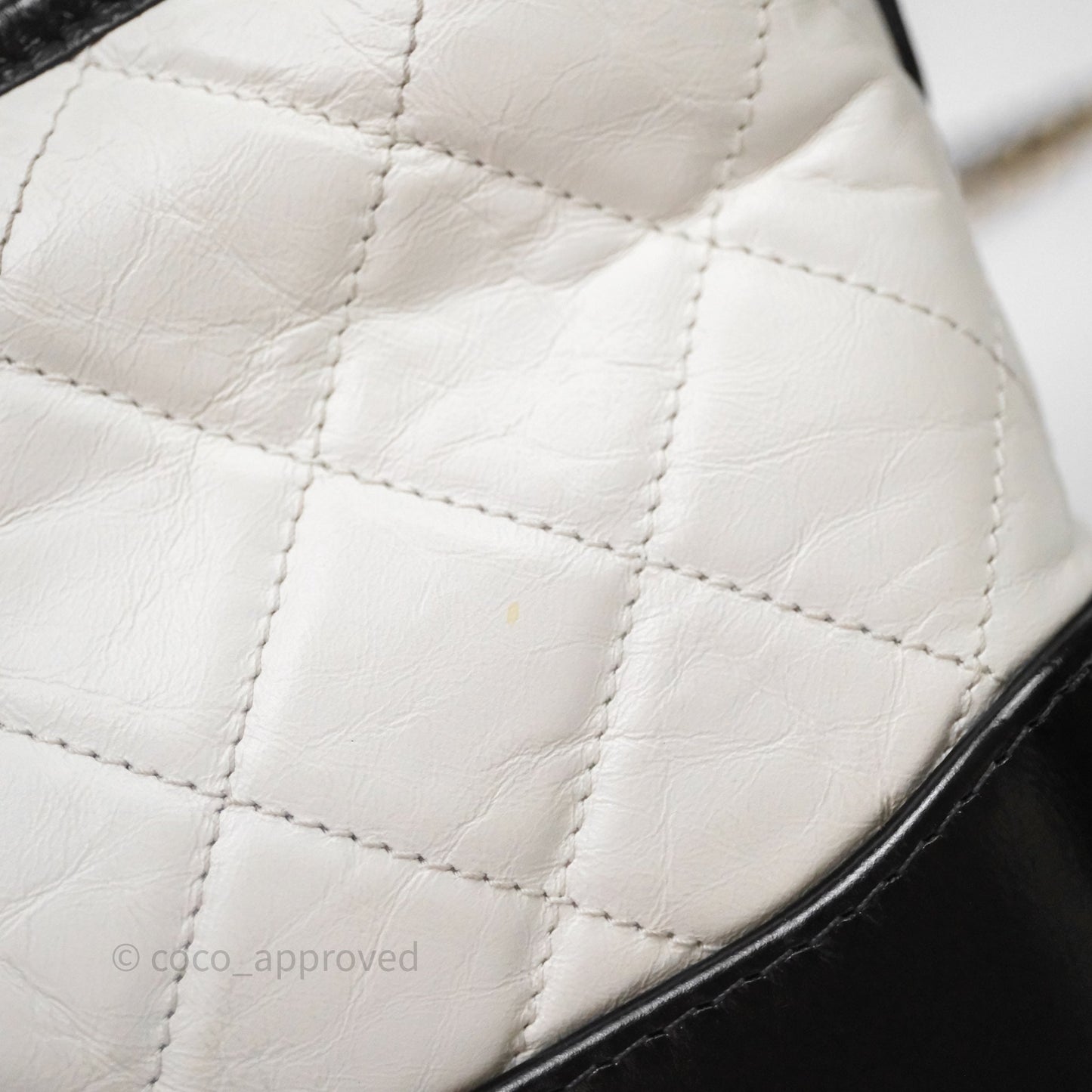 Chanel Quilted Small Gabrielle Hobo Black White Aged Calfskin Mixed Hardware