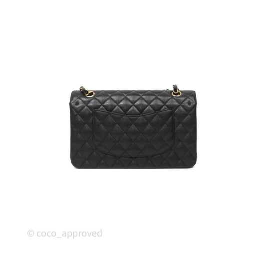 Chanel Classic M/L Medium Flap Quilted Black Caviar Gold Hardware