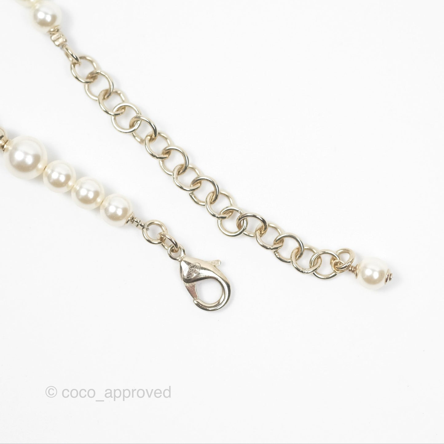 Chanel Crystal CC Star Pearl Choker Silver Tone 24V