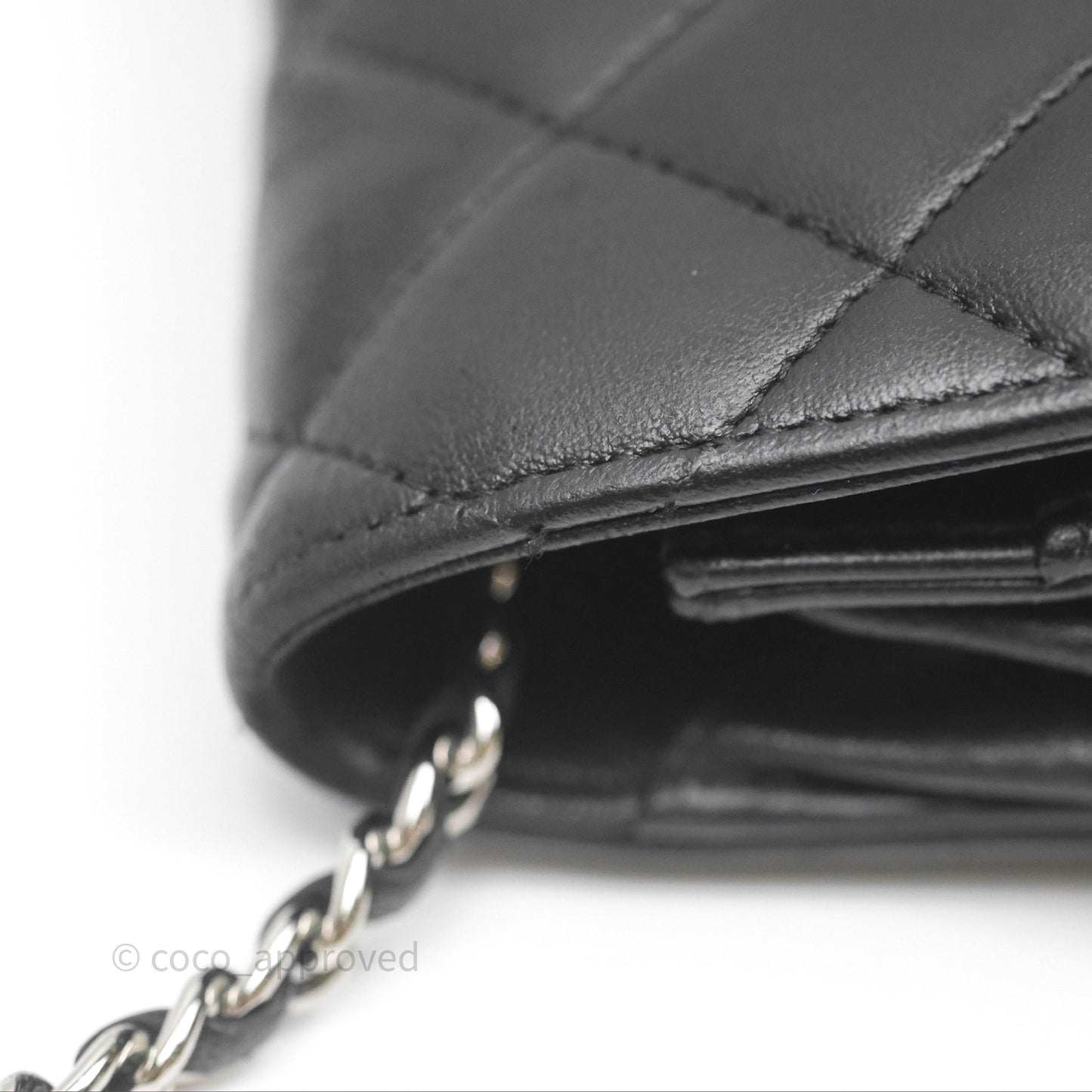 Chanel Quilted WOC Black Lambskin Silver Hardware