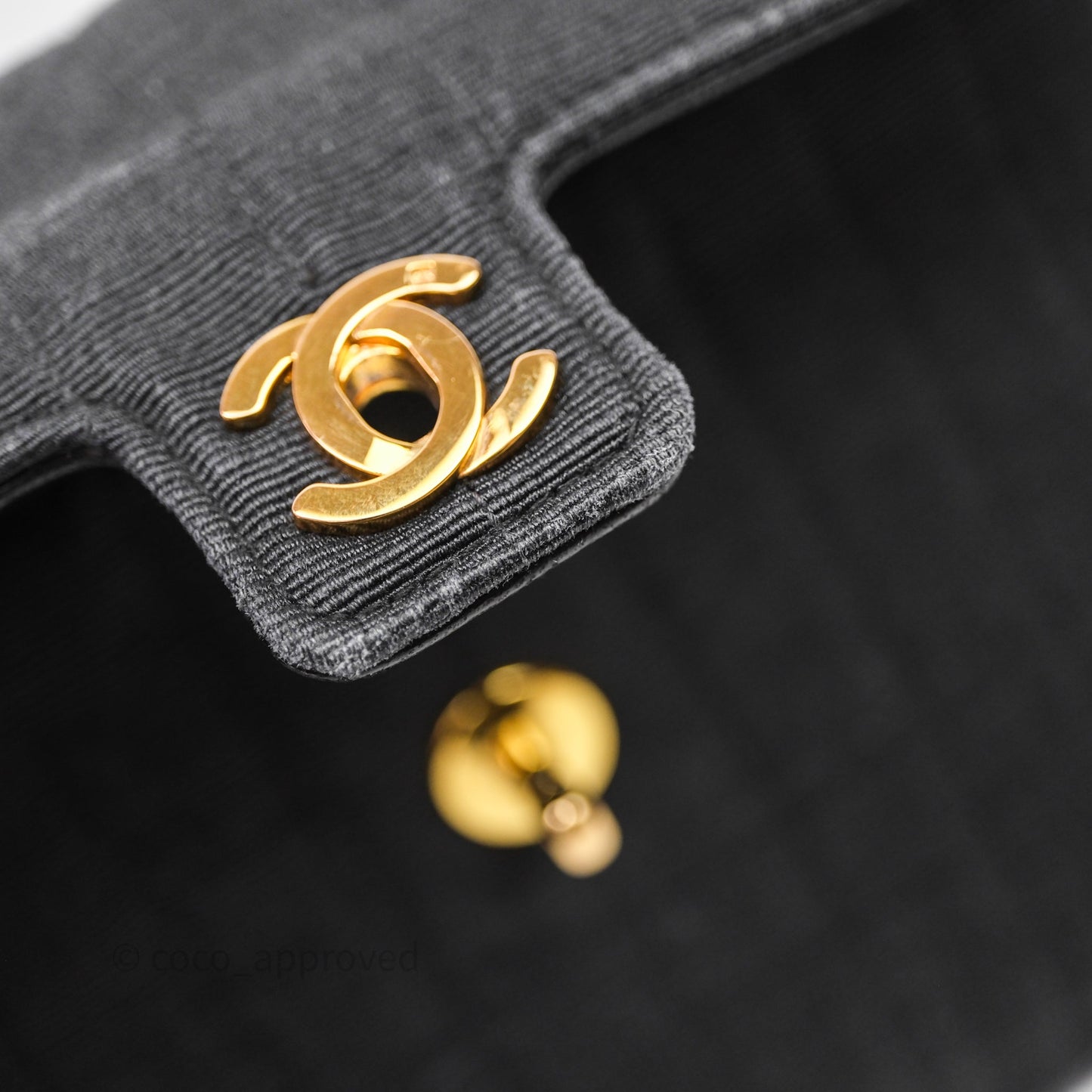 Chanel Vintage Small Flap Bag Black Grosgrain 24K Gold Hardware