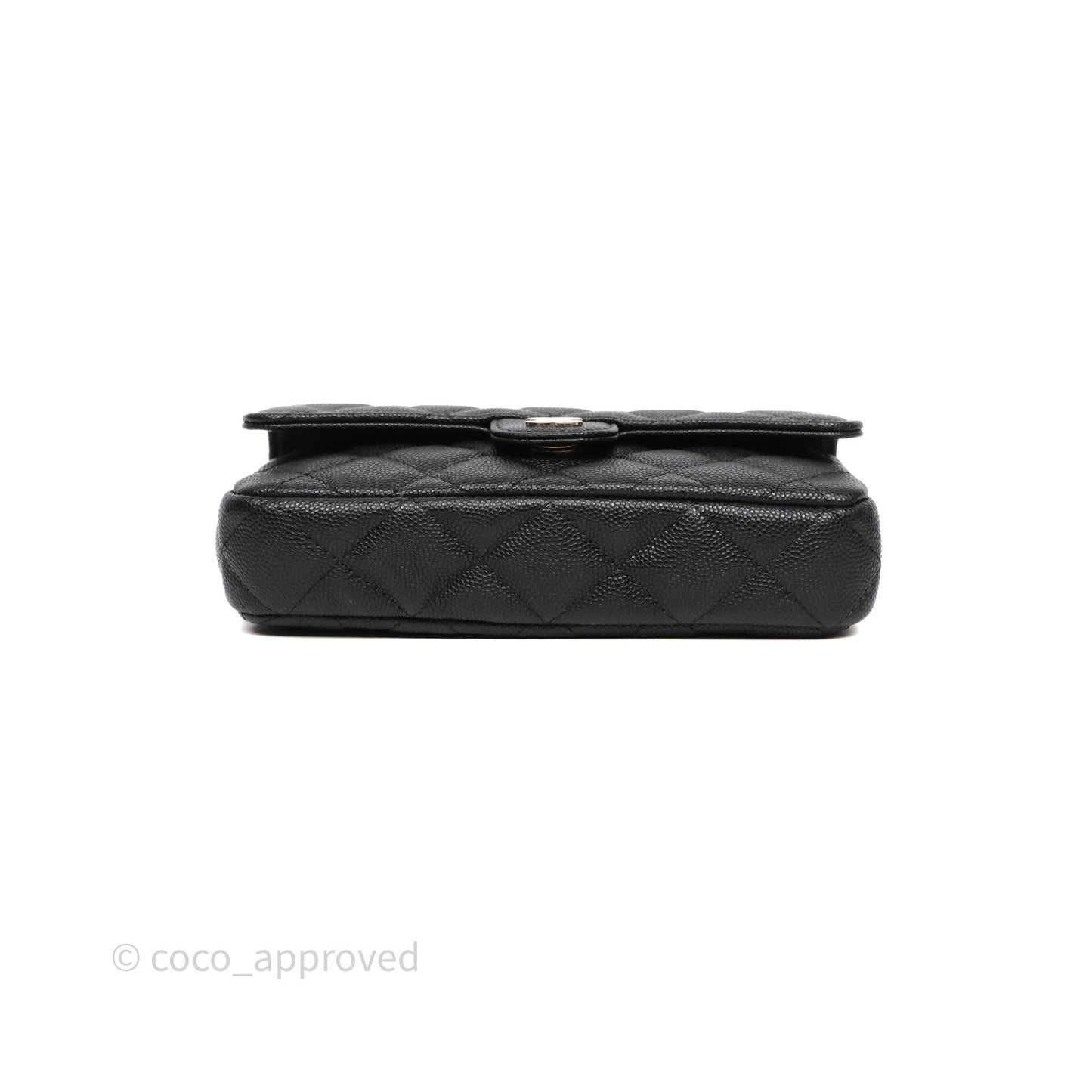 Chanel Classic Flap Phone Holder With Chain Black Caviar Gold Hardware