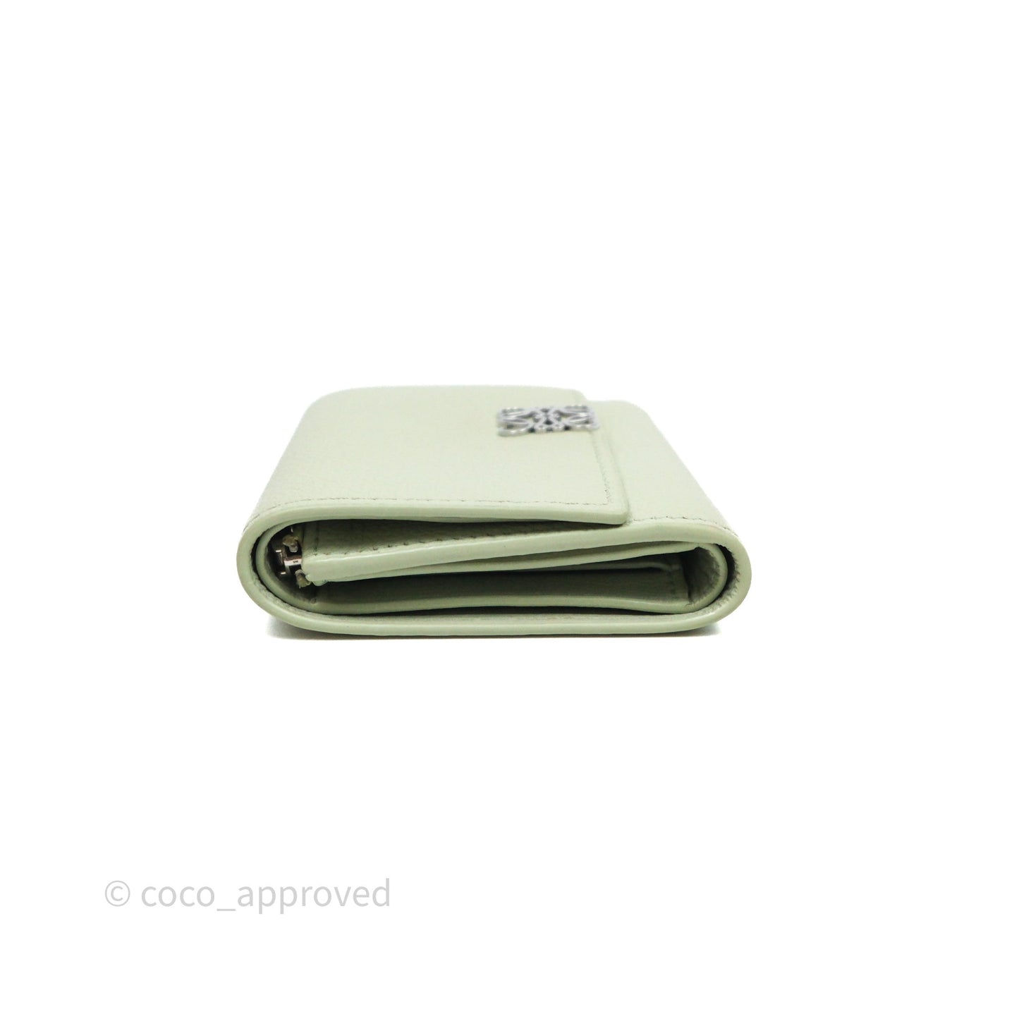 Loewe Anagram Small Vertical Wallet Green Silver Hardware