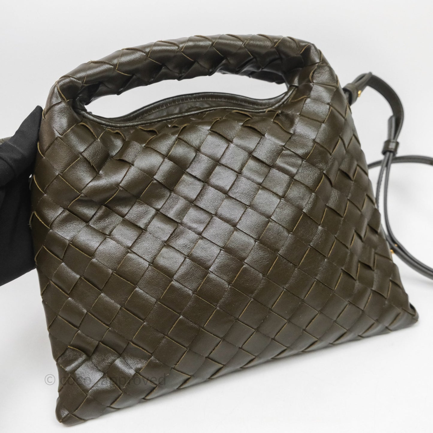 Bottega Veneta Mini Hop Khaki Intrecciato Leather