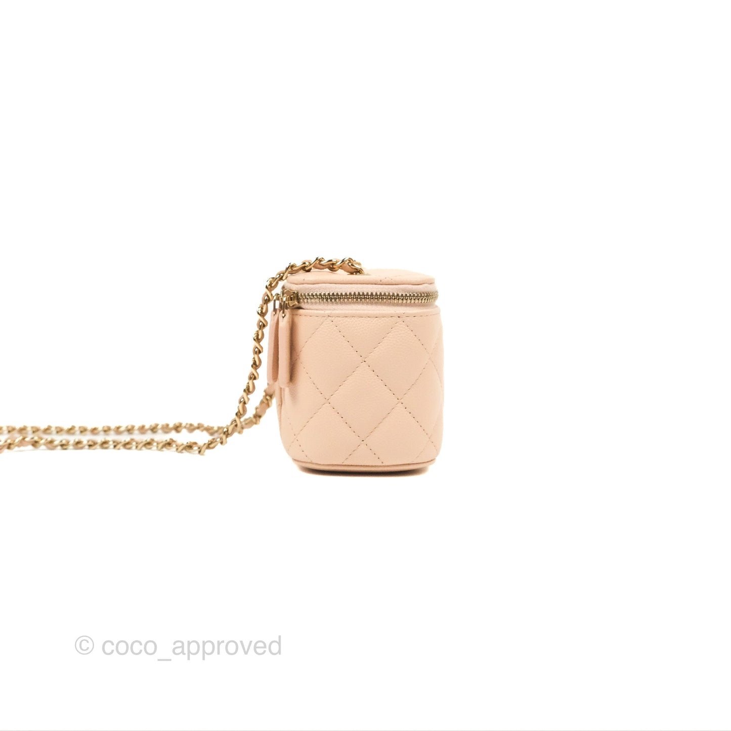 Chanel Mini Vanity With Chain Beige Pink Caviar Gold Hardware