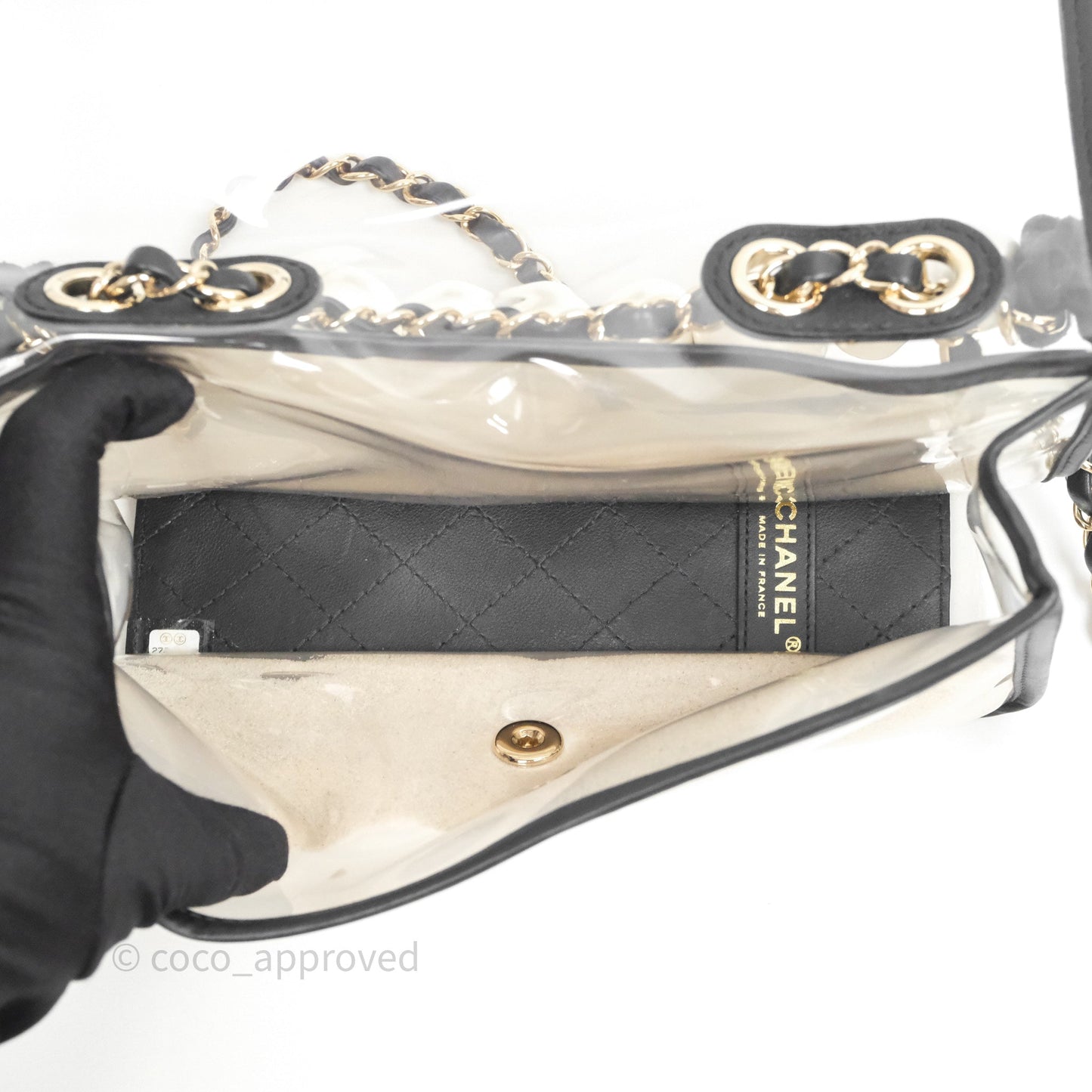Chanel Medium Sand By The Sea PVC Flap Black Lambskin Gold Hardware