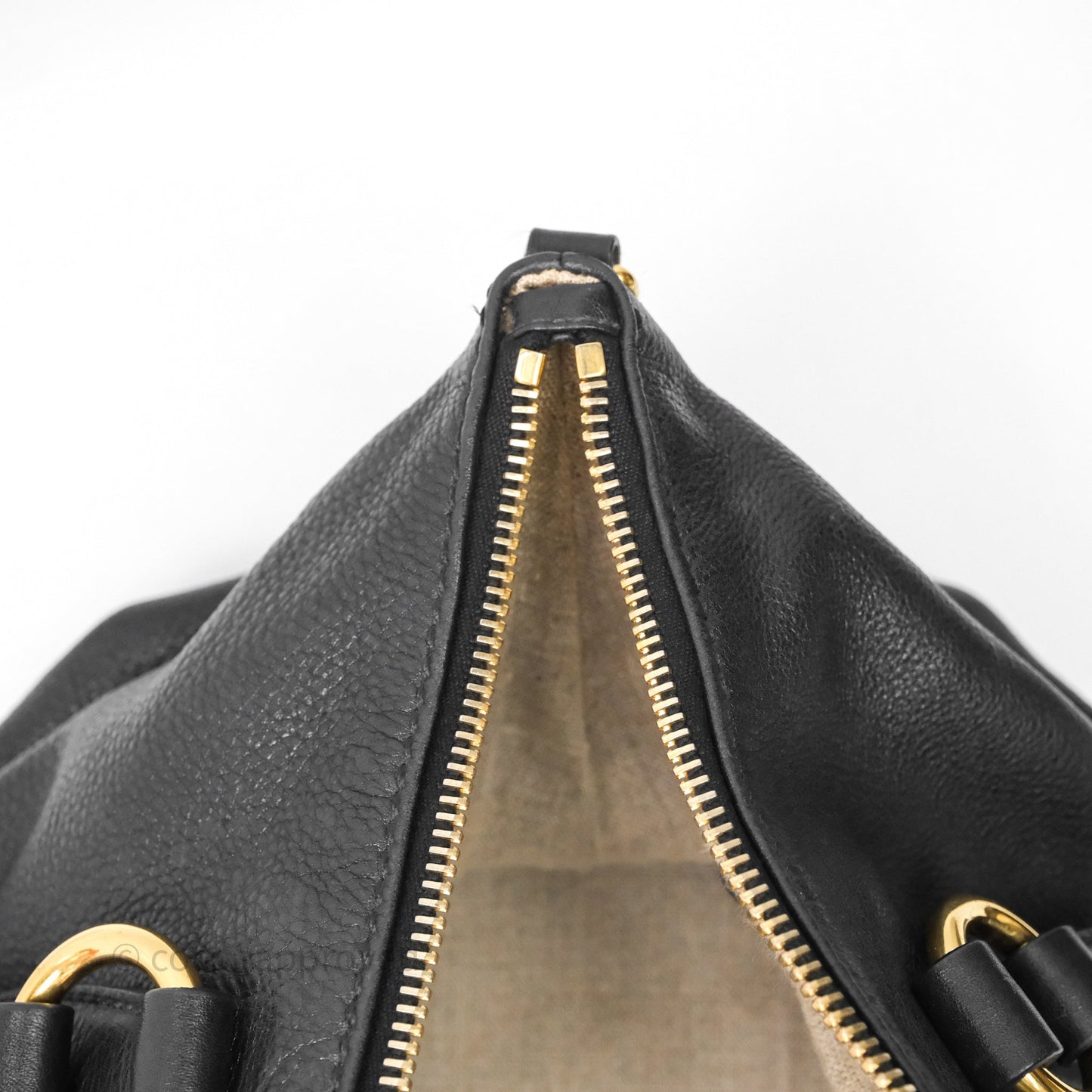 Miu Miu Vitello Tote Bag Black Gold Hardware