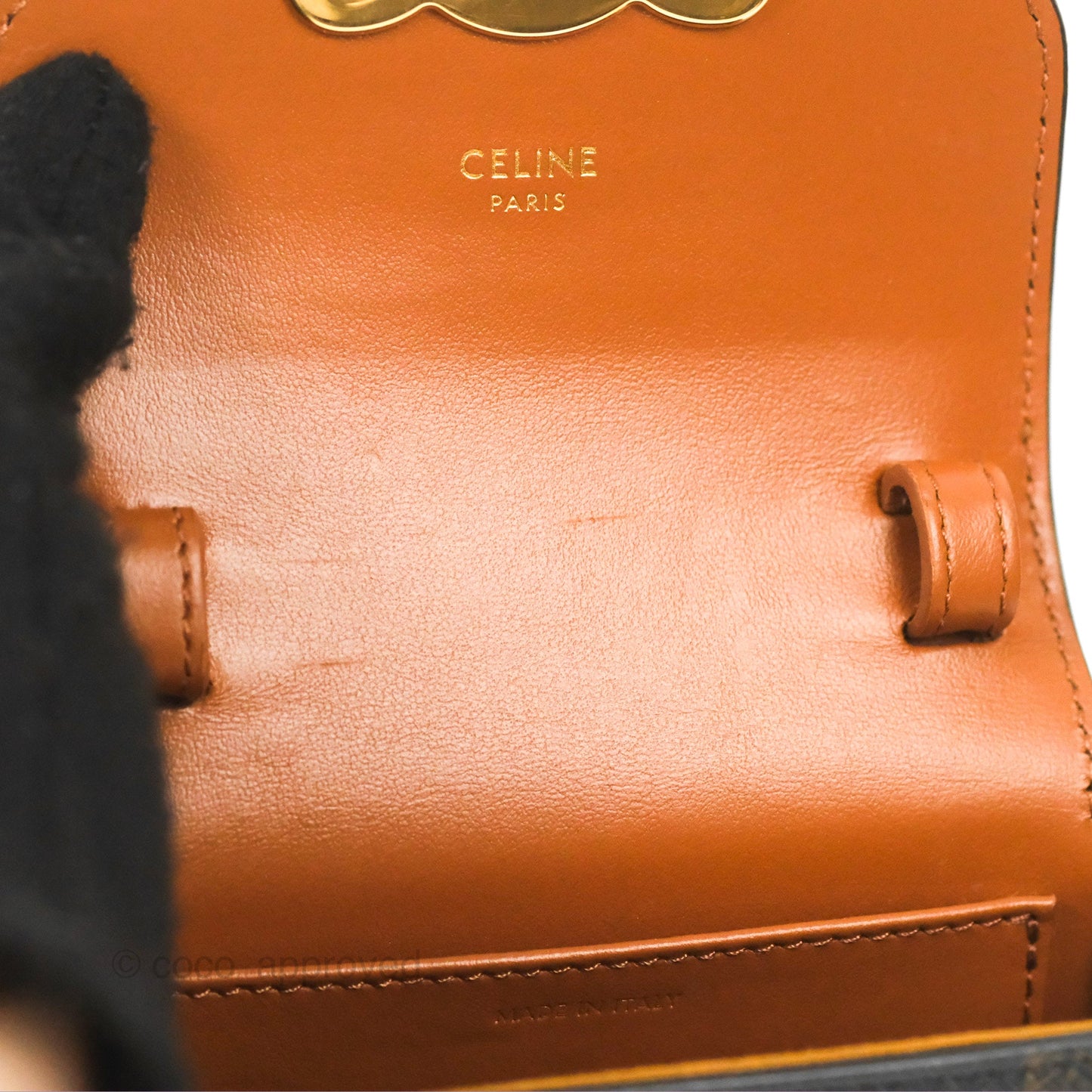 Celine Tan Canvas Calfskin Mini Triomphe