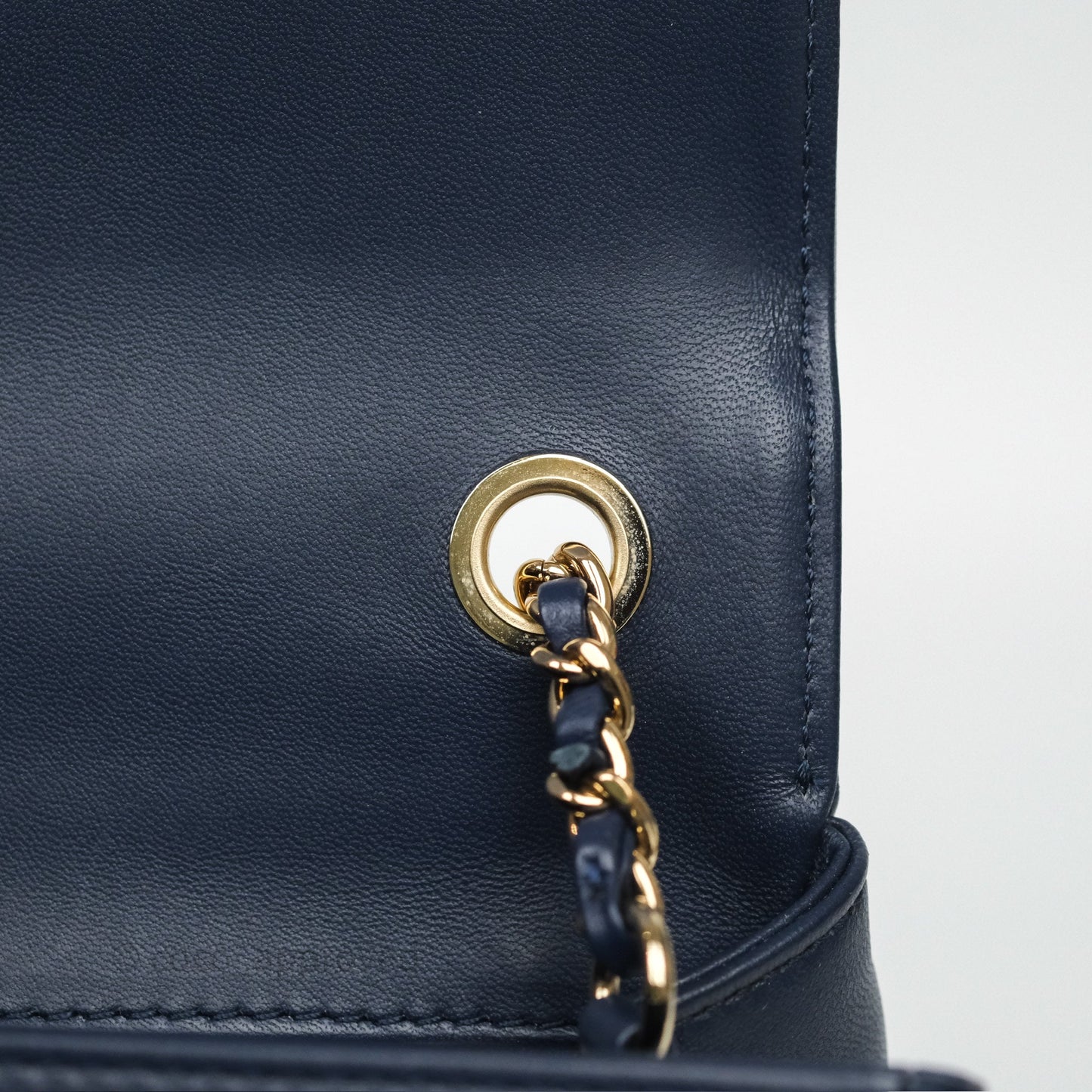 Chanel CC Mania Flap Bag Navy Lambskin Gold Hardware
