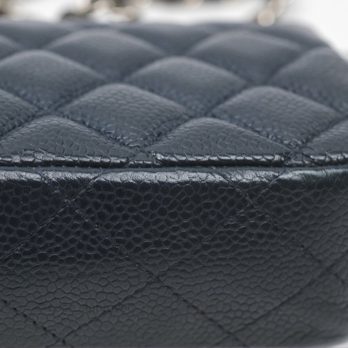 Chanel Quilted Extra Mini Rectangular Flap Dark Navy Caviar Silver Hardware