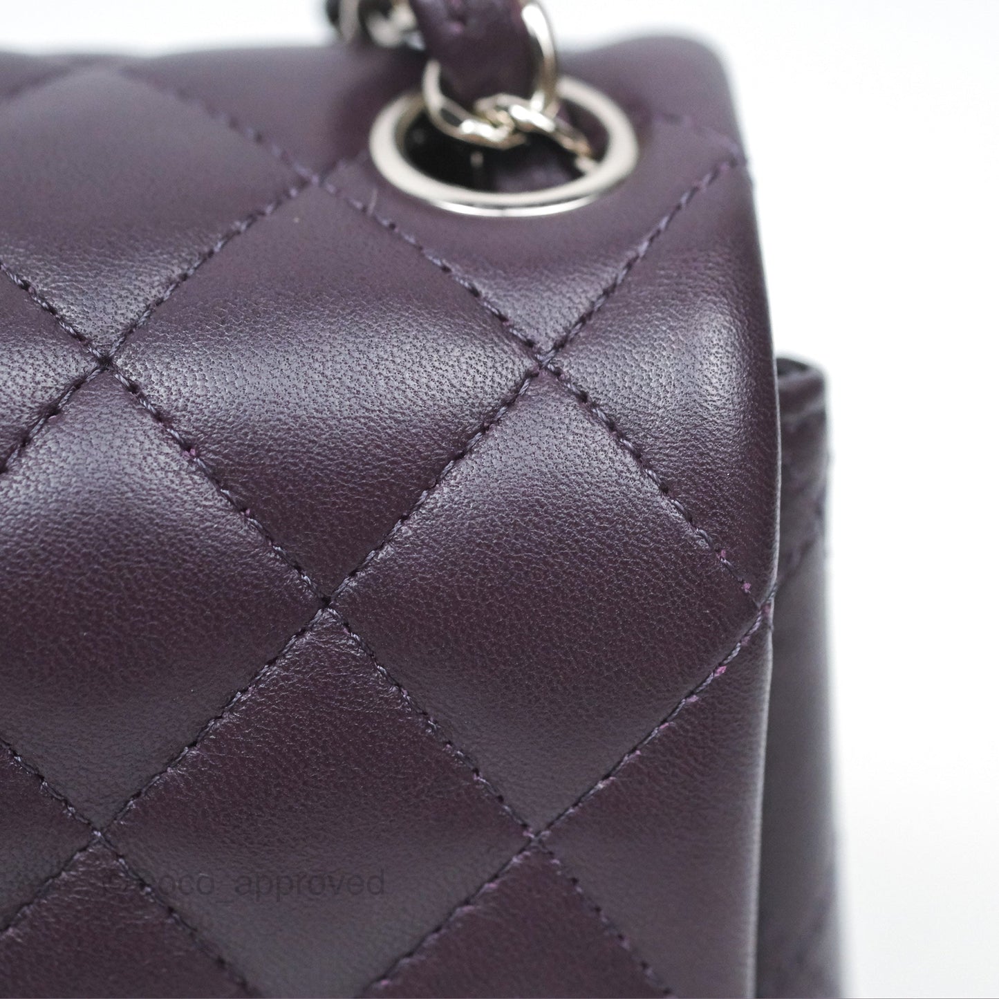 Chanel Quilted Mini Square Dark Purple Lambskin Silver Hardware