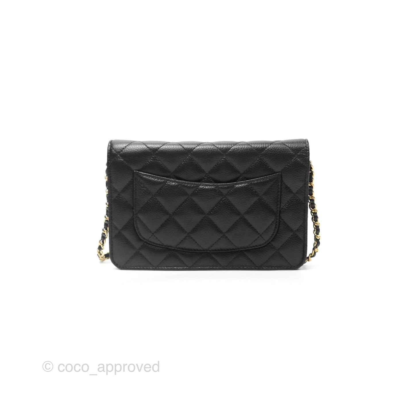 Chanel Quilted Classic Wallet On Chain WOC Black Caviar Gold Hardware