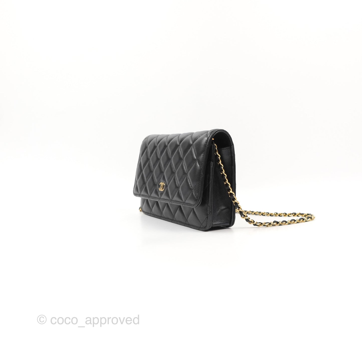 Chanel Classic Quilted Wallet on Chain WOC Black Lambskin Gold Hardware