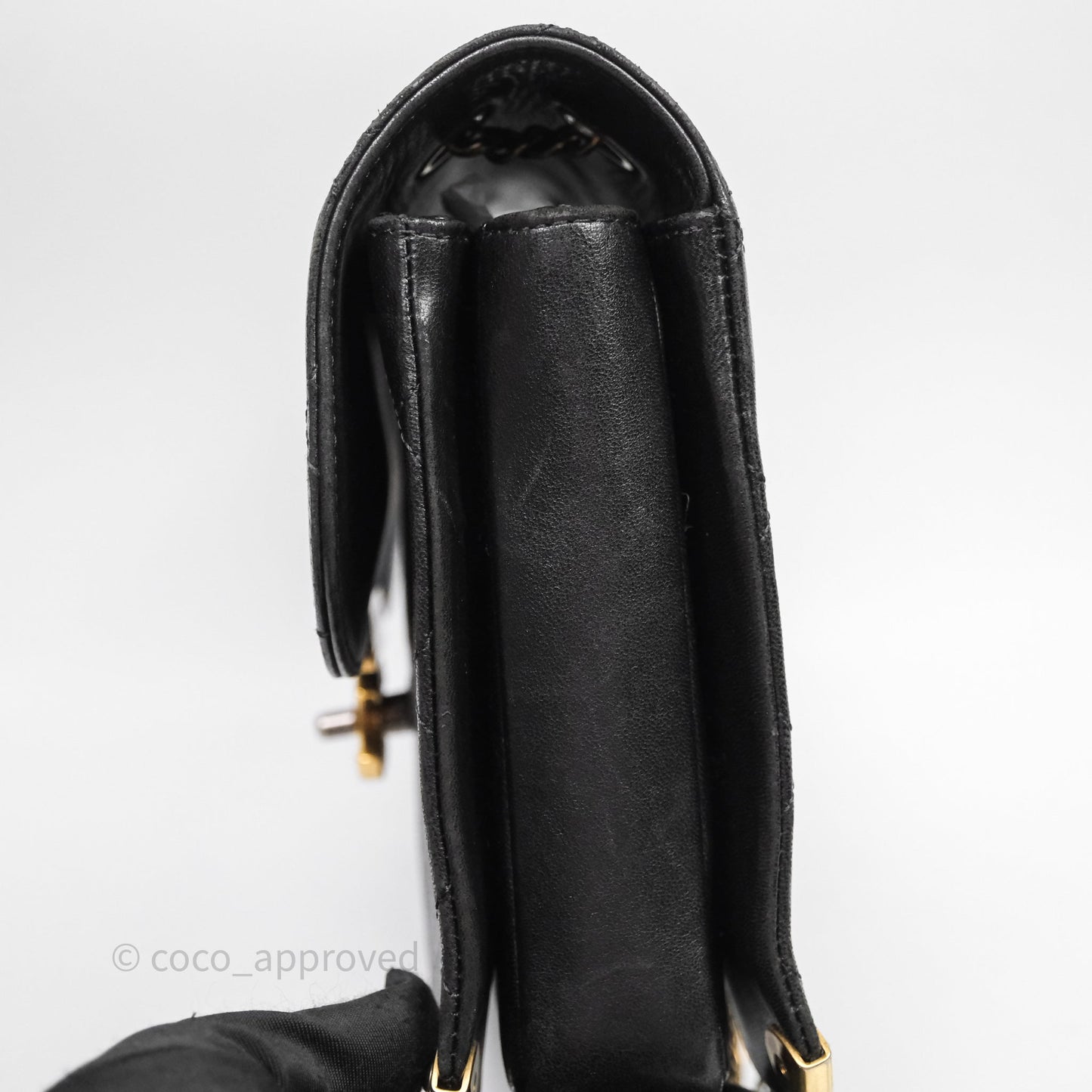 Chanel Quilted Flap Bag Black Calfskin Aged Gold Hardware