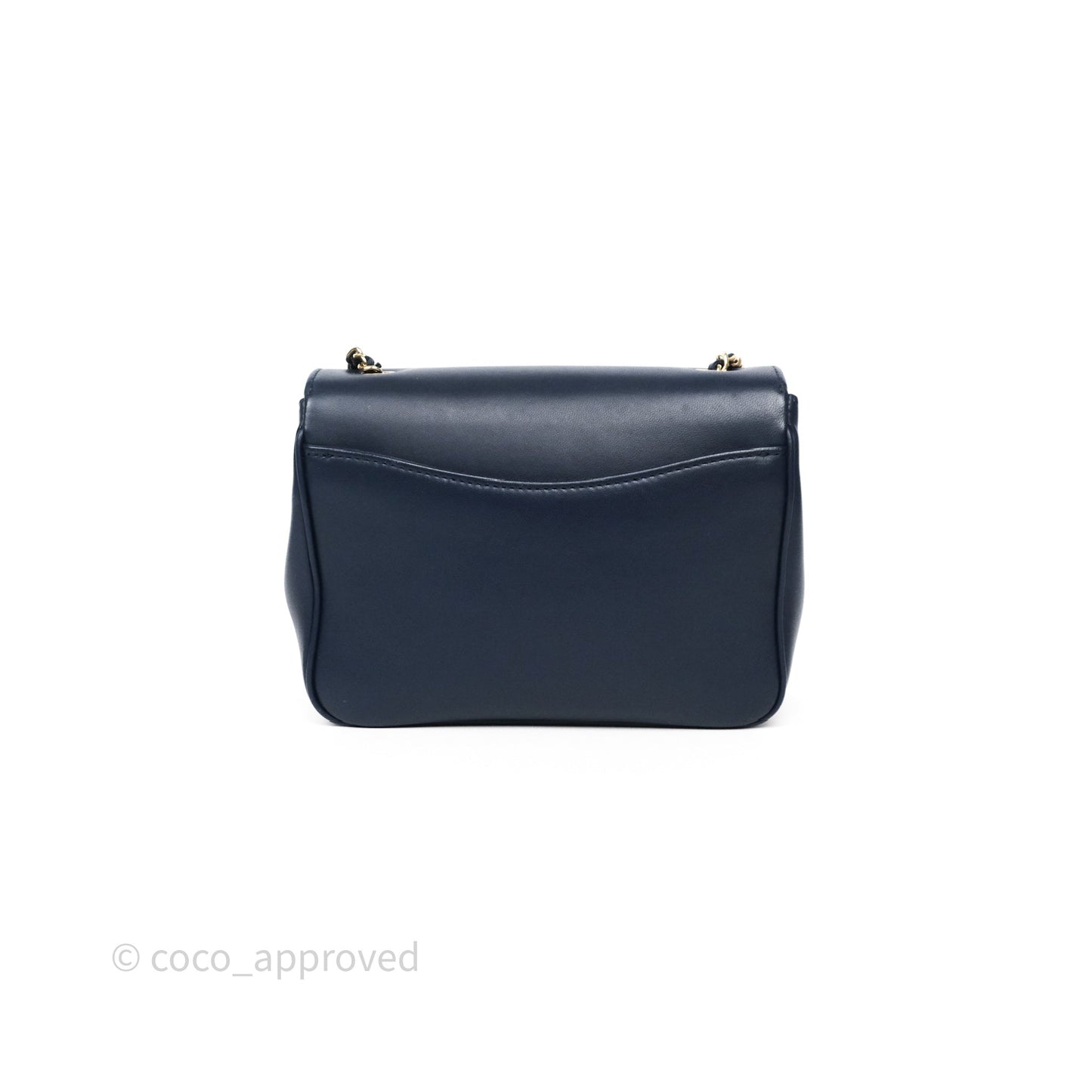 Chanel CC Mania Flap Bag Navy Lambskin Gold Hardware