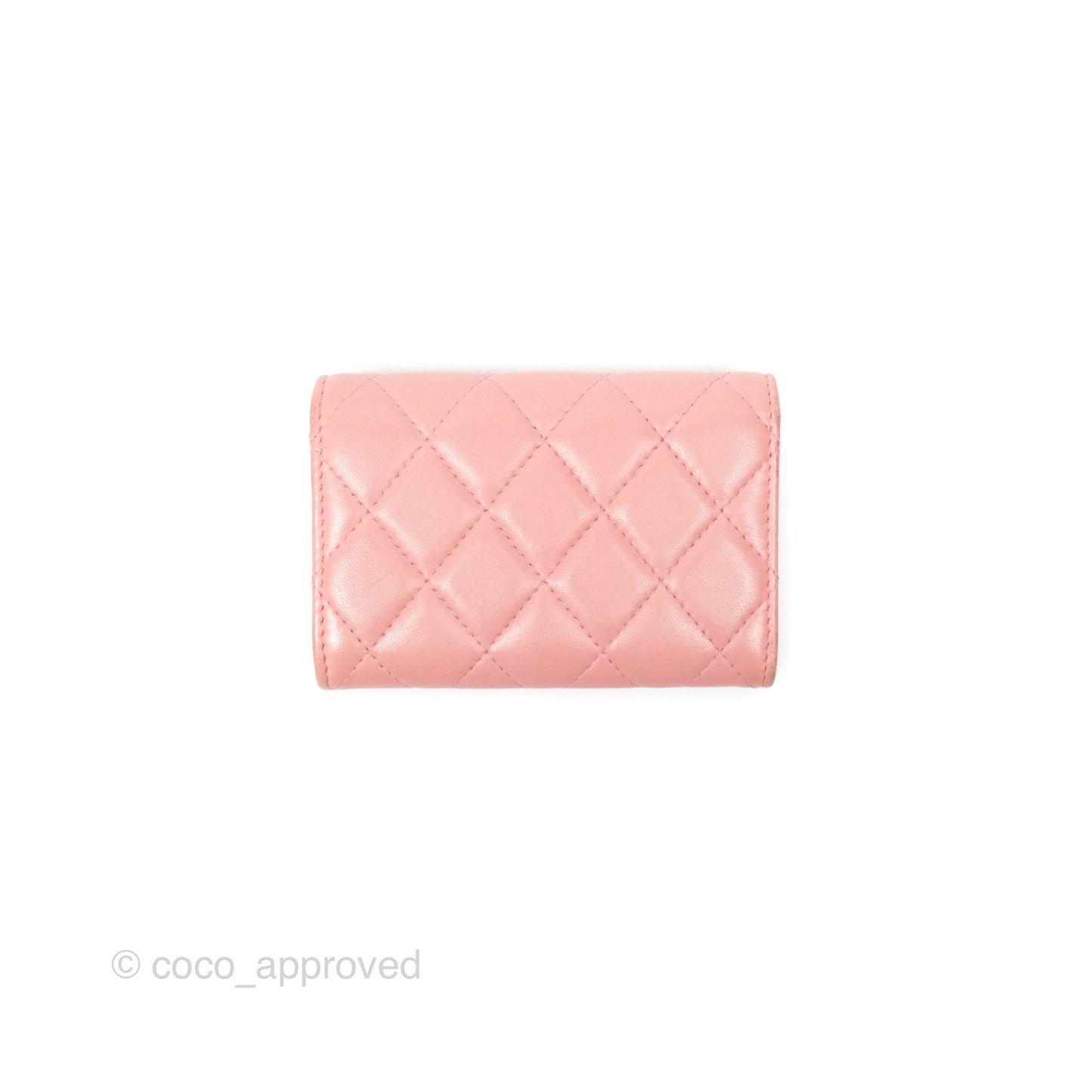Chanel Classic Flap Card Holder Quilted Pink Lambskin Gold Hardware