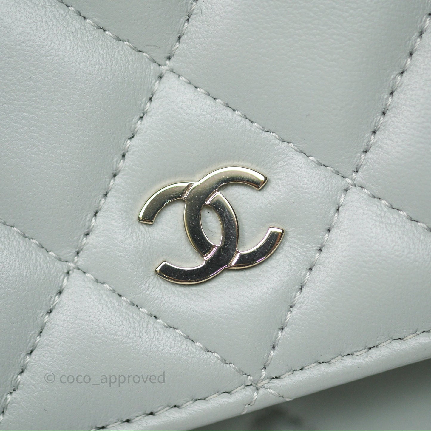 Chanel Classic Quilted Wallet on Chain WOC Grey Lambskin Gold Hardware