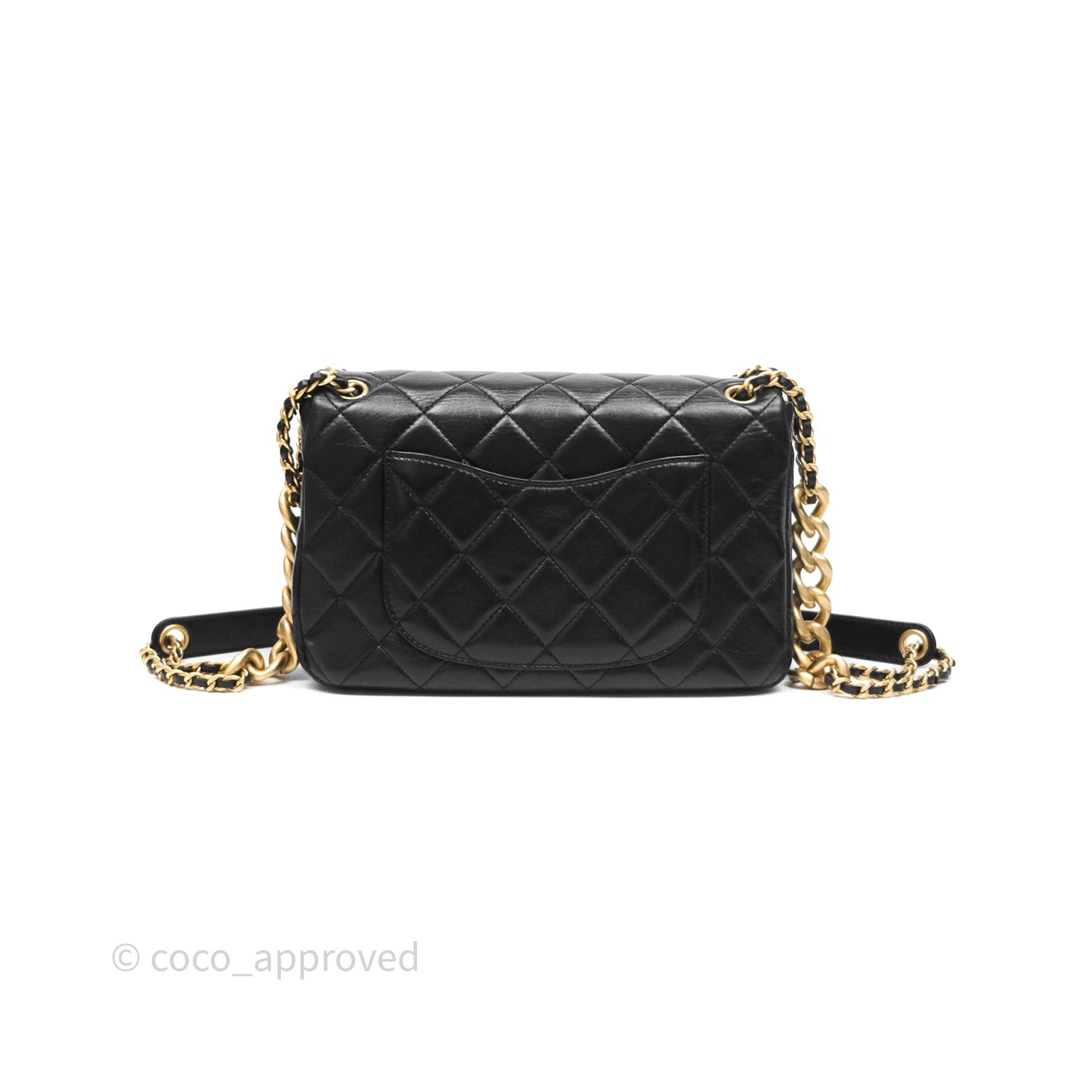 Chanel Quilted Flap Bag Black Lambskin Aged Gold Hardware 22P
