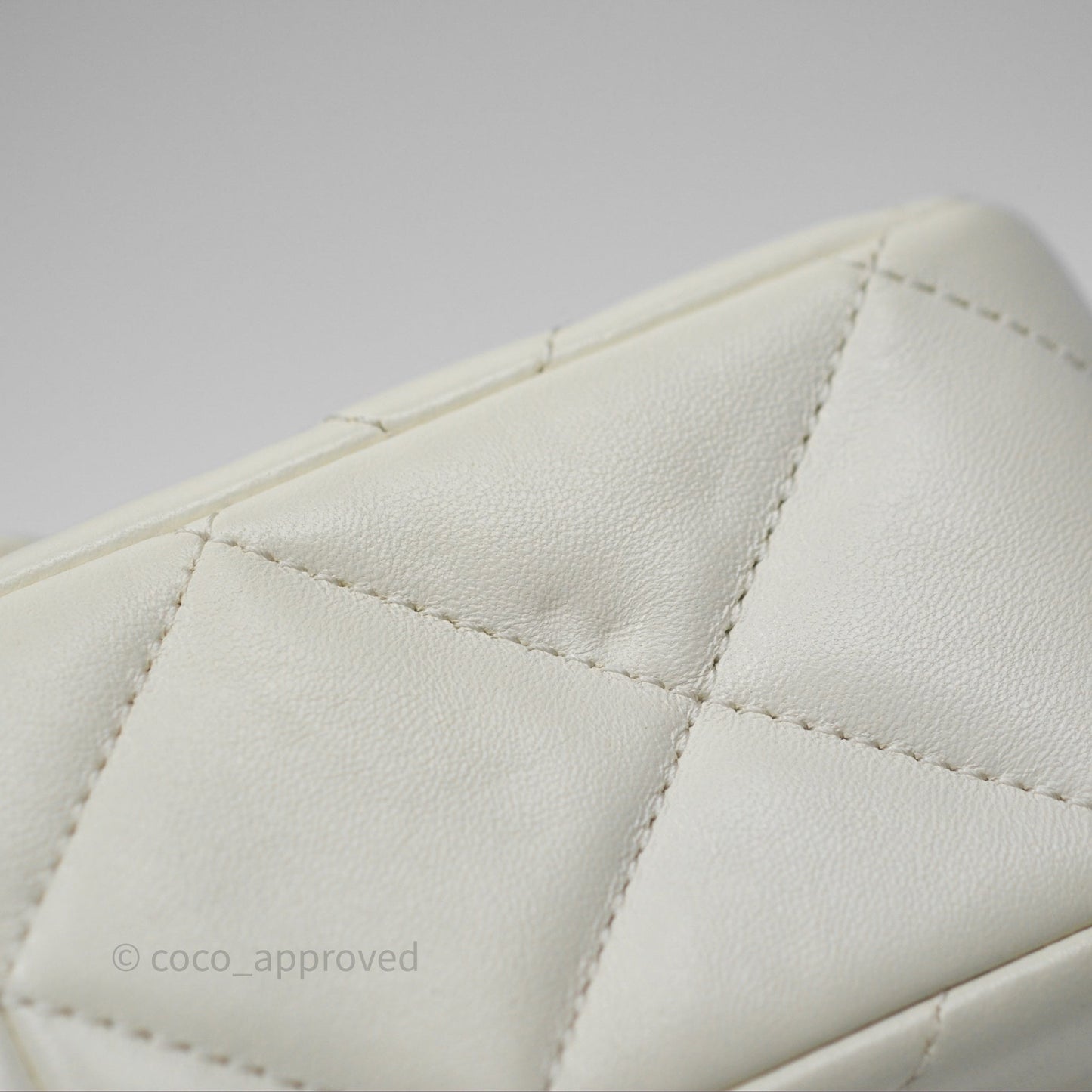 Chanel Quilted Double Pearl Adjustable Chain Flap Bag White Lambskin Aged Gold Hardware 24S