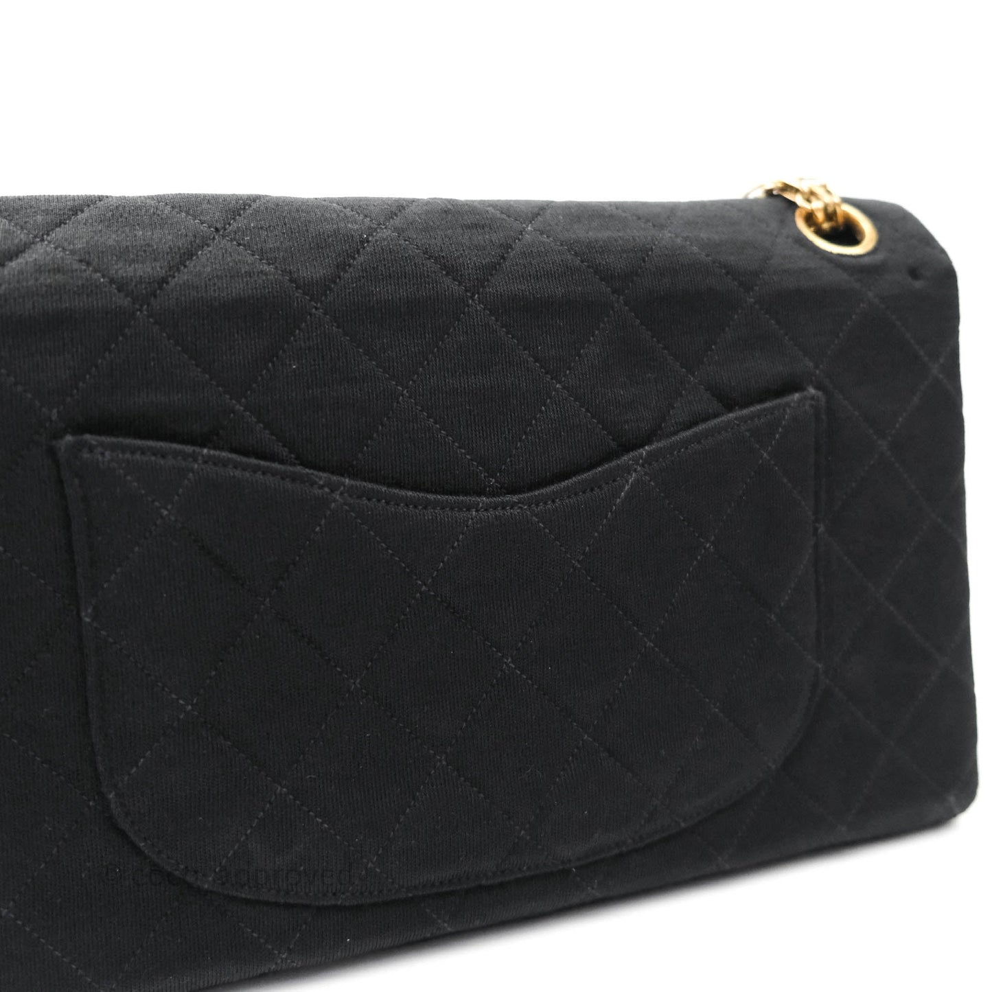 Chanel Black Quilted Jersey Medium Classic Double Flap Bag Gold Hardware