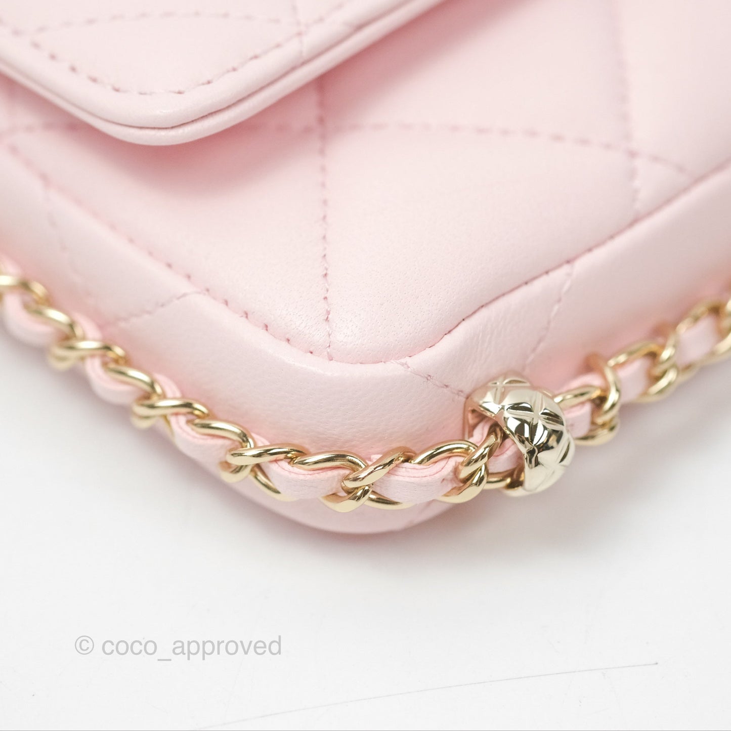 Chanel Mini Chain Around Clutch With Chain Pink Lambskin Gold Hardware