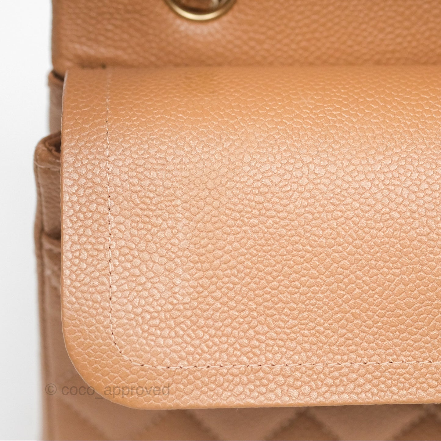 Chanel Classic M/L Medium Flap Quilted Dark Beige Caviar Gold Hardware 18S