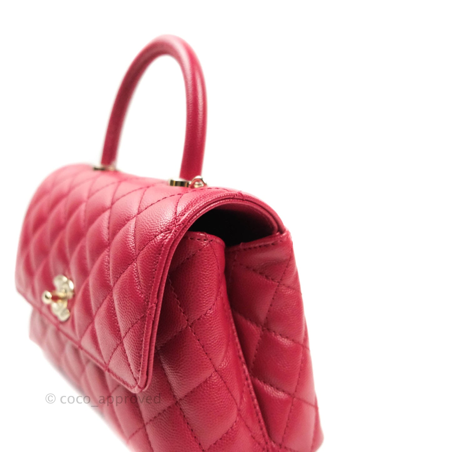 Chanel Mini (Small) Coco Handle Quilted Red Caviar Gold Hardware 21A