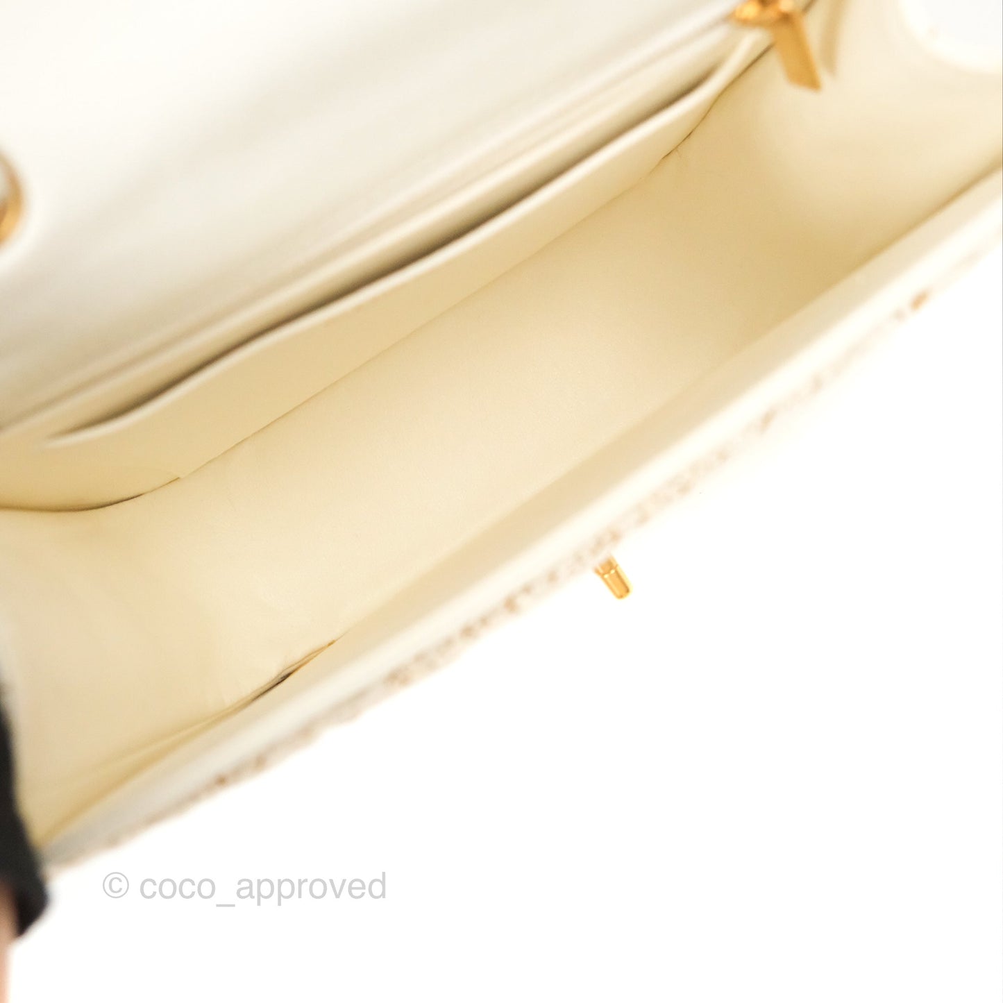 Chanel Small Tweed Flap Bag White Aged Gold Hardware