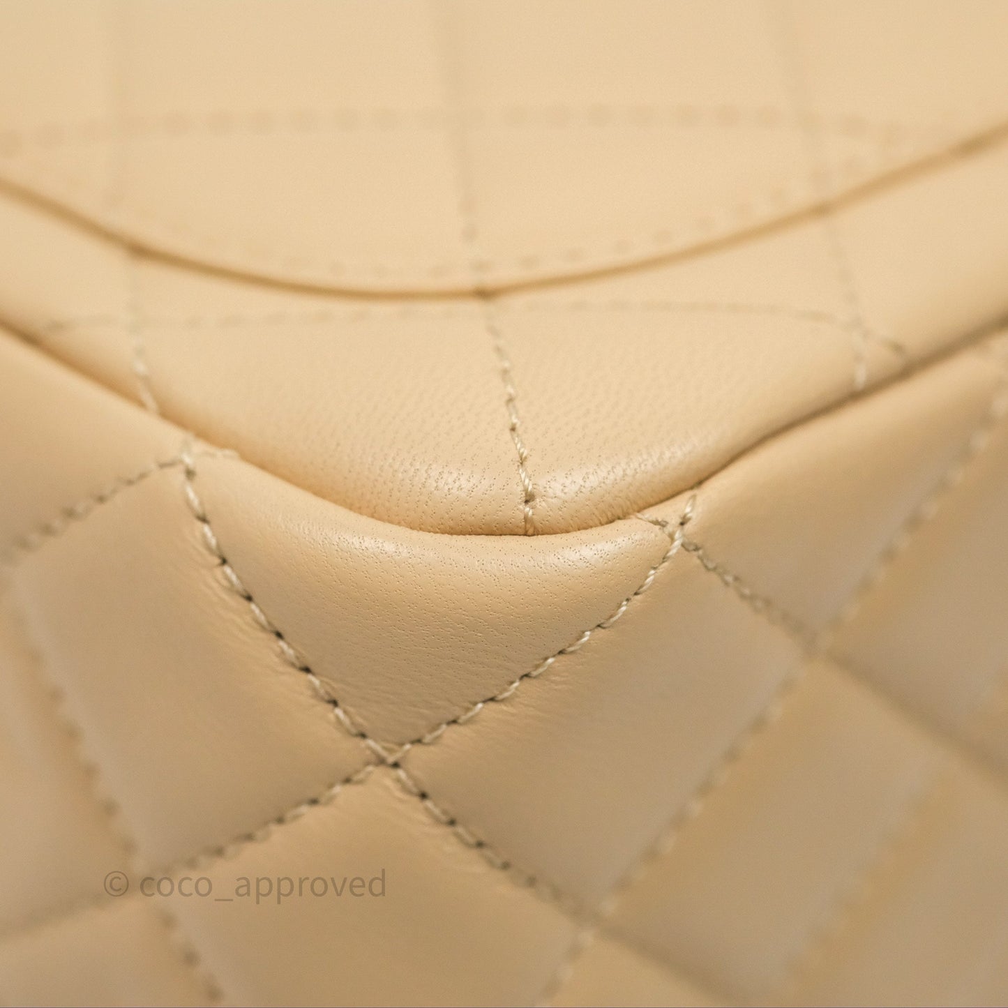 Chanel Pearl Crush Mini Square Quilted Beige Lambskin Aged Gold Hardware