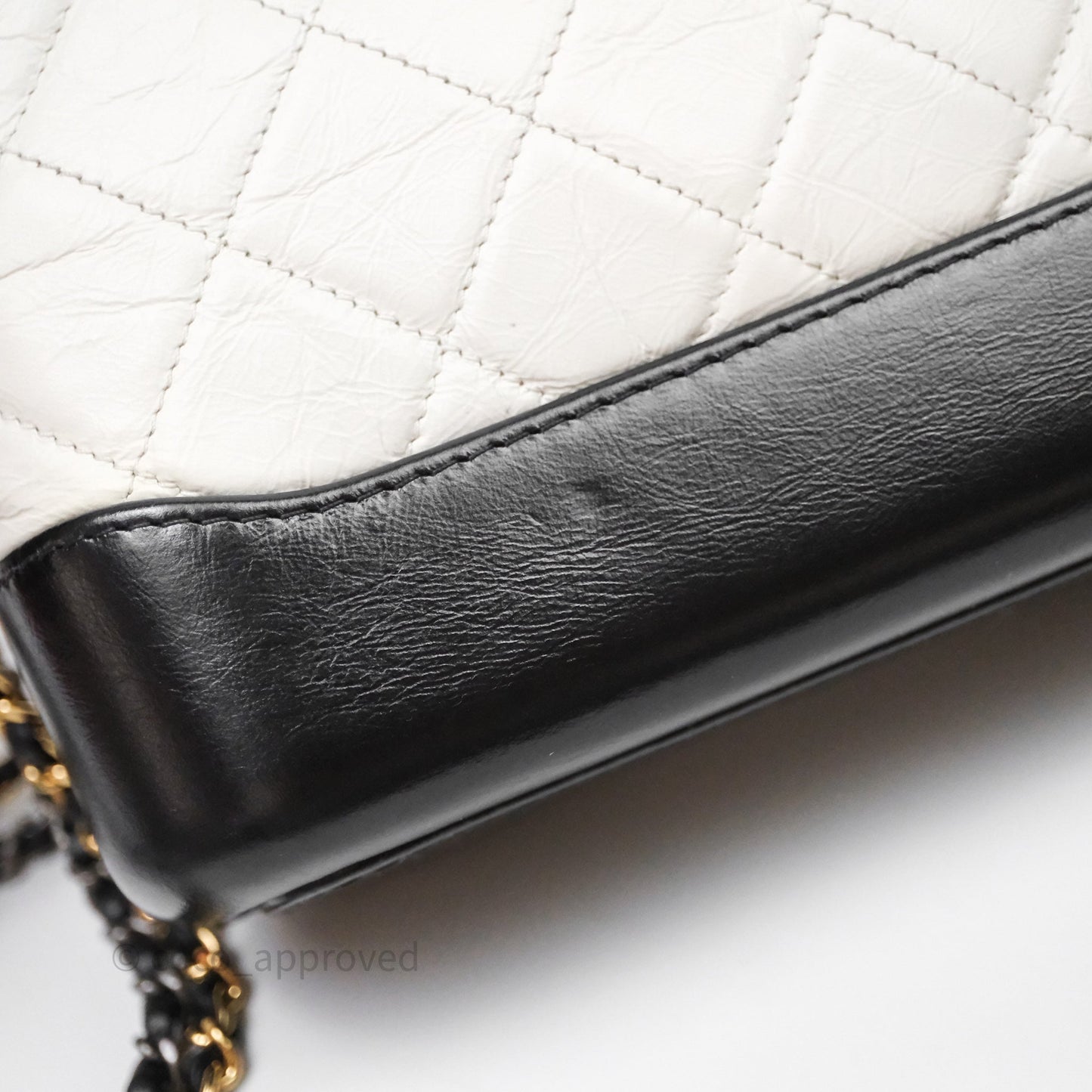 Chanel Quilted Small Gabrielle Hobo Black White Aged Calfskin Mixed Hardware