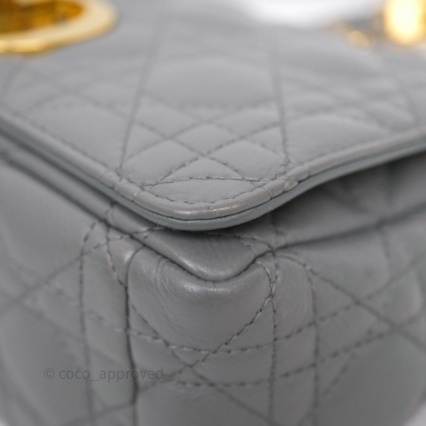 Christian Dior Caro Bag Medium Stone Grey Cannage Calfskin Gold Hardware