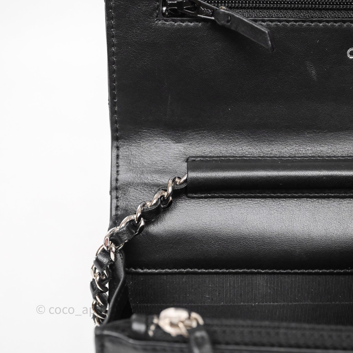 Chanel Cambon Line Wallet On Chain Black Lambskin Bag Silver Hardware