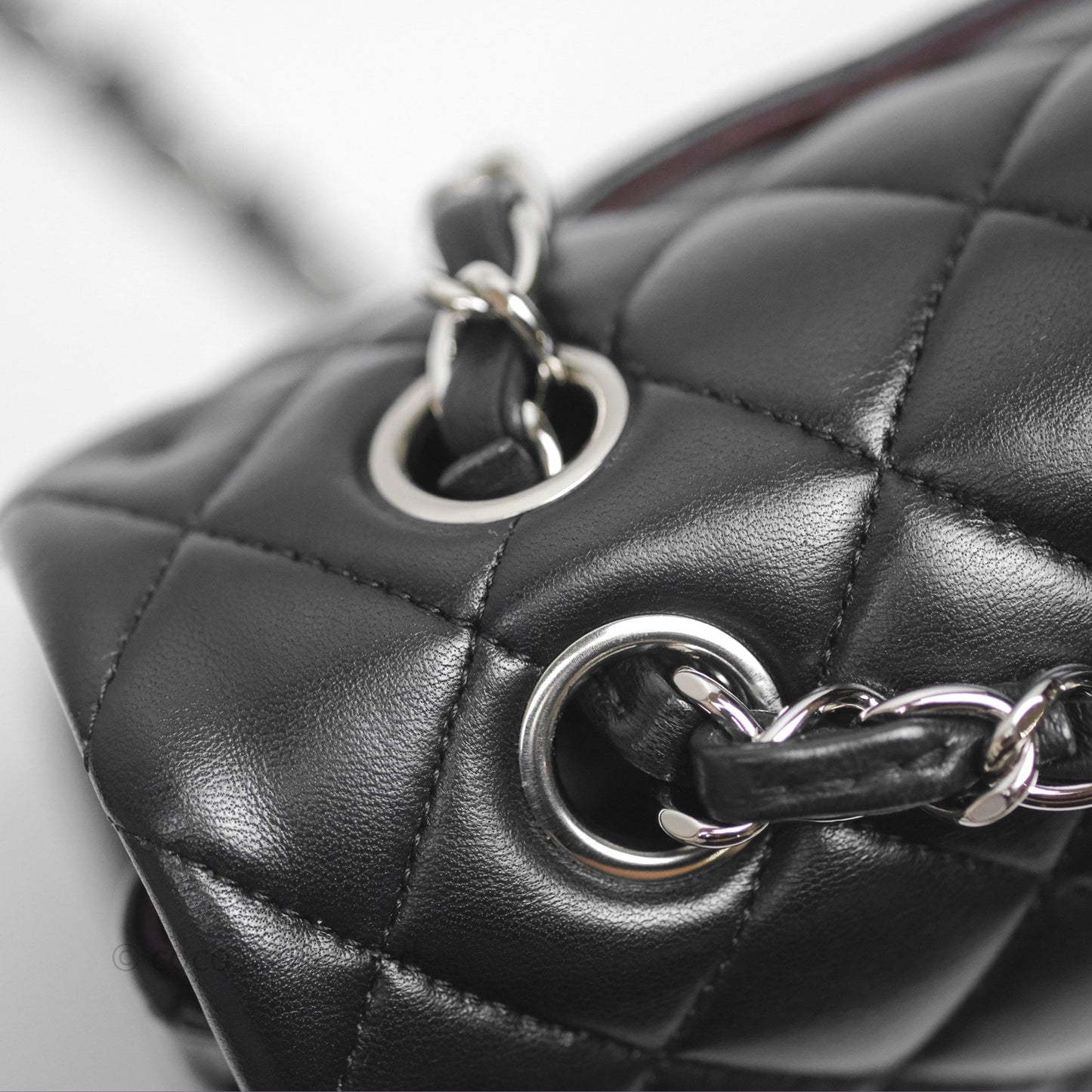 Chanel Classic M/L Medium Flap Quilted Black Lambskin Silver Hardware